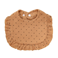 BabyBloom – Schattig & Comfortabel – Baby Slabbetje met Ruffle Rand Karamel Stippen | Educatief Speelgoed