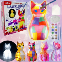 MiniCrafters – Creativiteit & Leren – DIY Lamp Dieren Schilderset Kat | Educatief Speelgoed