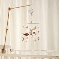 LittleNest – Natuurlijke Rust – Houten Babymobiel Konijn + Ophangarm | Educatief Speelgoed