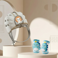 MiniShield – Licht & Ademend – Hoofdbeschermer voor Kinderen Leeuw / Lichtblauw + 2x kniestukken | Educatief Speelgoed