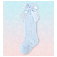 LittleCharm – Zacht & Stijlvol – Meisjes Kniekousen met Strik Blauw / 20 (0–1 jaar) | Educatief Speelgoed