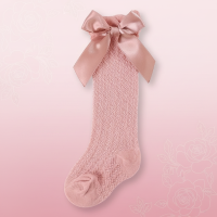 LittleCharm – Zacht & Stijlvol – Meisjes Kniekousen met Strik Stofroze / 22 (1–3 jaar) | Educatief Speelgoed
