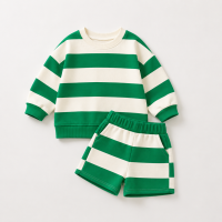 LittleStyle – Zacht & Comfortabel – Katoen Gestreept Comfy Set 110 (4–5 jaar) / Groen | Educatief Speelgoed