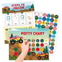 PottyChart – Speels & Motiverend – Potty Training Stickerkaart Monsterauto | Educatief Speelgoed