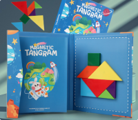 Woods™   Stimuleer Logisch denken   Houten Tangram Puzzel Donkerblauw | Educatief Speelgoed