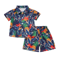 Mini Fashion™   Fris & Vrolijk   Bloemen Jongens Setje Marineblauw Ananas Tropisch / 80 (9 12 Maanden) | Educatief Speelgoed