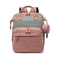 TravelNest – Altijd een Rustplek – 2 in 1 Luiertas met Babybed Roze met grijs | Educatief Speelgoed