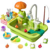 Children Kitchen – Waterpret & Leren – 2 in 1 Speelgootsteen Kikker | Educatief Speelgoed