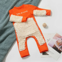 TinyCleaner – Zacht & Praktisch – Baby Jumpsuit voor Kruipen en Spelen Oranje / 73 (6–9 maanden) | Educatief Speelgoed