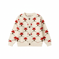 CozyCardi – Zacht & Warm – Gebreid Vestje met Leuke Prints Paddenstoel / 100 (3–4 jaar) | Educatief Speelgoed