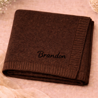 Personalized Baby Blanket – Zacht & Uniek – Katoenen Gepersonaliseerd Geborduurde Deken Koffie / Zwart | Educatief Speelgoed