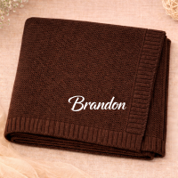 Personalized Baby Blanket – Zacht & Uniek – Katoenen Gepersonaliseerd Geborduurde Deken Koffie / Wit | Educatief Speelgoed