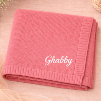 Personalized Baby Blanket – Zacht & Uniek – Katoenen Gepersonaliseerd Geborduurde Deken Felroze / Wit | Educatief Speelgoed