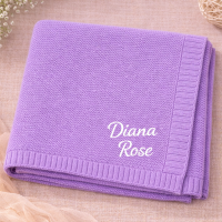 Personalized Baby Blanket – Zacht & Uniek – Katoenen Gepersonaliseerd Geborduurde Deken Lichtpaars / Wit | Educatief Speelgoed
