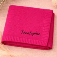 Personalized Baby Blanket – Zacht & Uniek – Katoenen Gepersonaliseerd Geborduurde Deken Rozerood / Zwart | Educatief Speelgoed