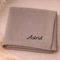 Personalized Baby Blanket – Zacht & Uniek – Katoenen Gepersonaliseerd Geborduurde Deken Kameel / Zwart | Educatief Speelgoed