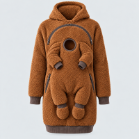 MamaHug – Warm & Praktisch – 2 in 1 Draaghoodie voor Mama en Baby Bruin / L | Educatief Speelgoed