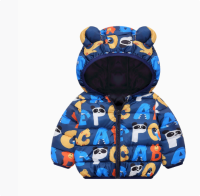 Mini Fashion™   Polyester winterjas met Capuchon Blauwe Panda Letters / 80 (9 12 maanden) | Educatief Speelgoed