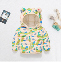 Mini Fashion™   Polyester winterjas met Capuchon Crème Dinosaurus / 80 (9 12 maanden) | Educatief Speelgoed