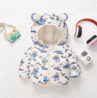 Mini Fashion™   Polyester winterjas met Capuchon Wit   Kleine Ster patroon / 80 (9 12 maanden) | Educatief Speelgoed