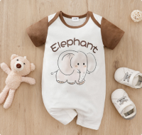 Mini Fashion™   Comfort Voor Elke Nacht   Pyjama Bodysuit korte mouwen 73 (6 9 maanden) / Kleine Olifant | Educatief Speelgoed