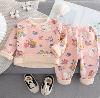 Mini Fashion™   Kinder Cartoon Fleece Pyjama Roze – Bloemenbeer / Maat 100 (3 4 jaar) | Educatief Speelgoed