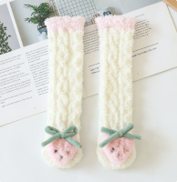 Mini Fashion™   Extra Warm   Lange Baby Sokjes Witte Aardbei / M (1–3 jaar) | Educatief Speelgoed