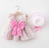 Mini Fashion™ – Zoet & Zomers – Fruit Jurk (incl. GRATIS strohoed) Roze Bloemenprint / 100 (2–3 jaar) | Educatief Speelgoed