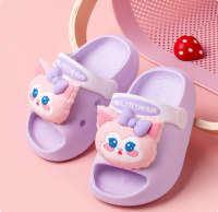 Mini Fashion – Vrolijk & Veilig – Polka Strand Slippers Paarse Kat / 180 (5–6 jaar) | Educatief Speelgoed