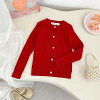 CozyBelle – Elegant & Warm – Gebreid Vestje met Knopen Rood / 130 (5–6 jaar) | Educatief Speelgoed