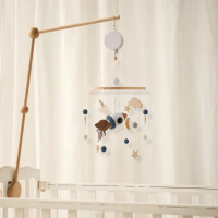 LittleNest – Natuurlijke Rust – Houten Babymobiel Ruimte + Ophangarm | Educatief Speelgoed