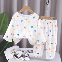Mini Fashion™   Luchtig Materiaal   Linnen Kleding Set Wit   Kleuren Hartjes / 110 (3 4 jaar) | Educatief Speelgoed