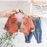 Mini Fashion™   Peuter & Avontuur    3 delige Kleding Set Oranje Dino / 80 (12 maanden) | Educatief Speelgoed