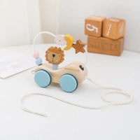 Bead Tracks™ – Trein, Auto & Motoriek – Houten Kralen  en Sleepet Autootje | Educatief Speelgoed