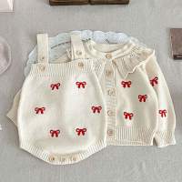 Mini Fashion™   Cute Look   Gebreide Kledingsets Wit Rood   Set / 100 (3 jaar) | Educatief Speelgoed