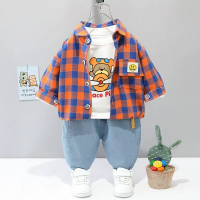 Mini Fashion™   Peuter & Avontuur    3 delige Kleding Set Rood/Blauw geblokt / 90 (2 jaar) | Educatief Speelgoed