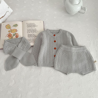 Mini Fashion™   Cute Look   Gebreide Kledingsets Grijs   Set / 80 (1 jaar) | Educatief Speelgoed