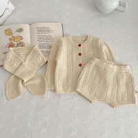 Mini Fashion™   Cute Look   Gebreide Kledingsets Apricot   Set / 100 (3 jaar) | Educatief Speelgoed
