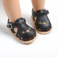 TinyPetals – Comfort & Stijl – Baby Sandalen met Bloemenborduursel Zwart / 12 (6 12 Maanden) | Educatief Speelgoed