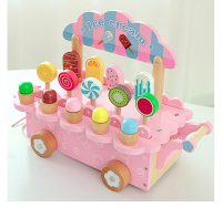 Wooden Gelato™ – IJskoude Fantasie – Rollenspel Ijswagen Roze | Educatief Speelgoed