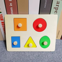 Woods™   Peuterpuzzel Plezier   Geometrische Montessori Vormen Puzzel Rechthoek | Educatief Speelgoed