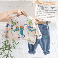 Mini Fashion™   Peuter & Avontuur    3 delige Kleding Set Wit Dino / 110 (4 jaar) | Educatief Speelgoed