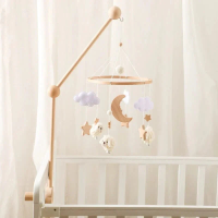 LittleNest – Natuurlijke Rust – Houten Babymobiel Schaap + Ophangarm | Educatief Speelgoed