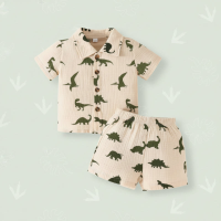 Dinosaur & Car Print Outfit – Stoer & Speels – Zomer Kleding Set Dinosaurus / 110 (2–3 jaar) | Educatief Speelgoed