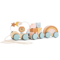 Bead Tracks™ – Trein, Auto & Motoriek – Houten Kralen  en Sleepet Trein | Educatief Speelgoed