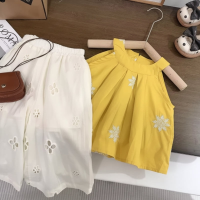Sleeveless Tops & Pants – Zacht & Stijlvol – Kinder Kleding Zomer Set Geel / 110 (3–4 jaar) | Educatief Speelgoed