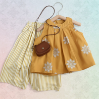 Sleeveless Tops & Pants – Zacht & Stijlvol – Kinder Kleding Zomer Set Mosterd / 140 (7–8 jaar) | Educatief Speelgoed