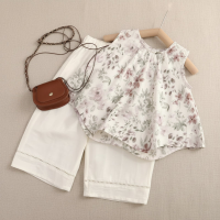 Sleeveless Tops & Pants – Zacht & Stijlvol – Kinder Kleding Zomer Set Witte bloemen / 140 (7–8 jaar) | Educatief Speelgoed