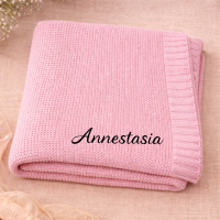 Personalized Baby Blanket – Zacht & Uniek – Katoenen Gepersonaliseerd Geborduurde Deken Roze / Zwart | Educatief Speelgoed