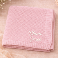 Personalized Baby Blanket – Zacht & Uniek – Katoenen Gepersonaliseerd Geborduurde Deken Lichtroze / Wit | Educatief Speelgoed
